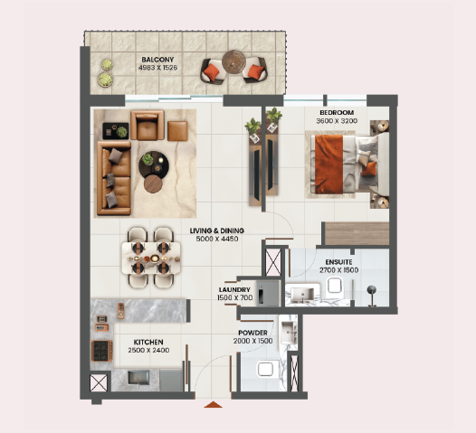 Sunvale 1 bedroom apartment floor plan